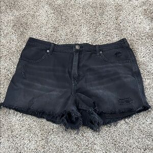 Aerie Black Frayed Jean Shorts